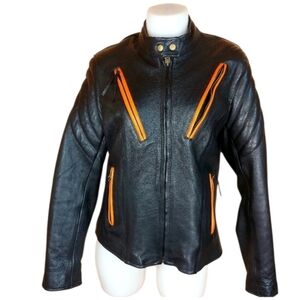 Biker Leather Coat Motorcycling Jacket Harley Davidson Color Size Medium